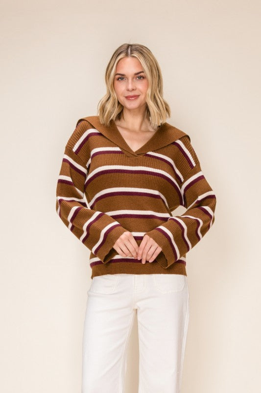 Striped Sailor Collar Knit Sweater