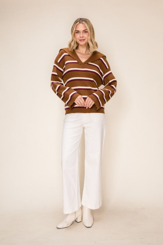 Striped Sailor Collar Knit Sweater