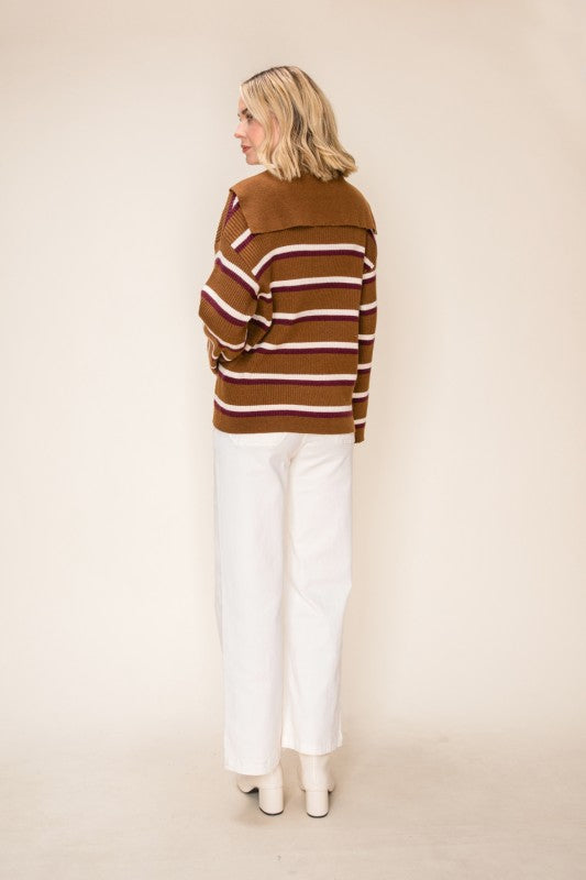 Striped Sailor Collar Knit Sweater
