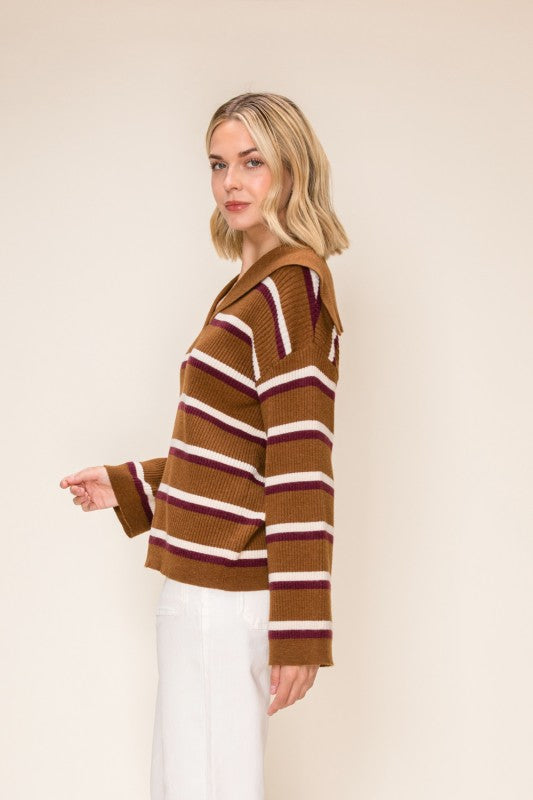 Striped Sailor Collar Knit Sweater