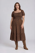 Camille Plaid Smocked Midi Dress