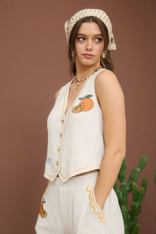 Sweet Citrus Linen Vest