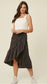 Corduroy Ruffle Wrap Midi Skirt