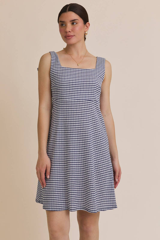 Lyla Gingham Tie-Strap Dress