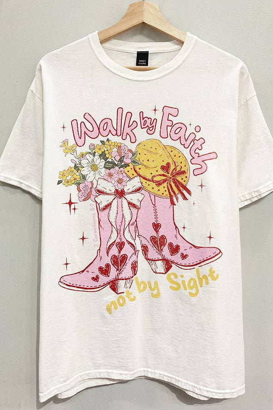 Walk by Faith Oversized Graphic Tee