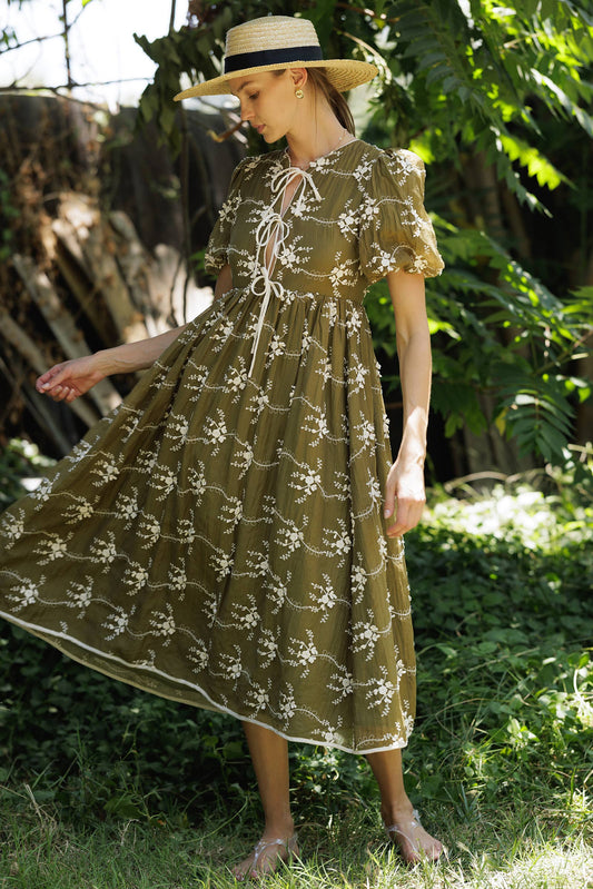 Vintage Embroidered Midi Dress