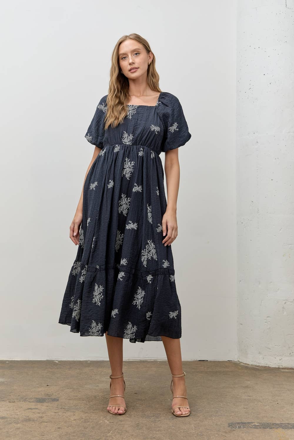 Isabella Embroidered Maxi Dress - Coffee