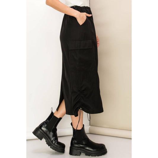 Parachute Drawstring Cargo Skirt