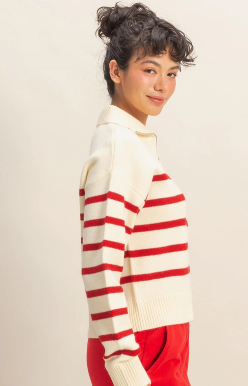 Stripe Half-Zip Sweater