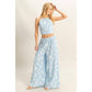 Tropical Leaf Wide Leg Pant