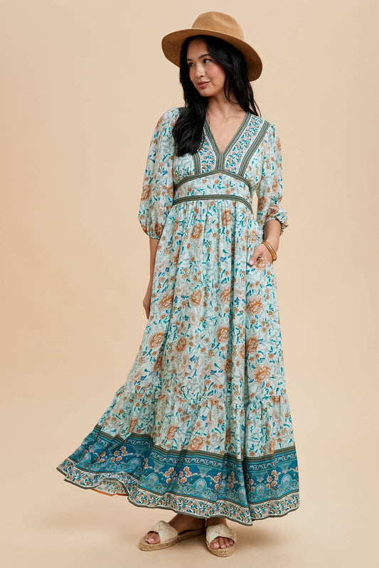 Serena Border Print Maxi Dress