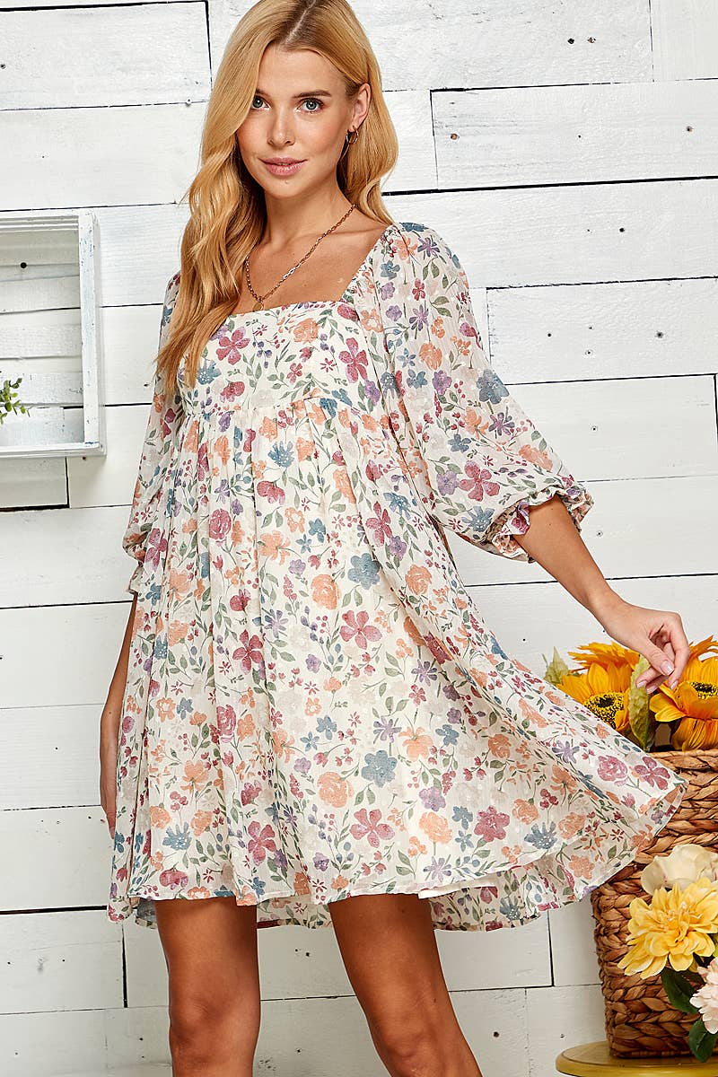 Haven Floral Print Babydoll Dress