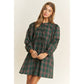 Soft Plaid Woven Babydoll Bow Mini Dress