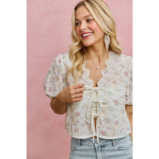 Meadow Bloom Tie Front Top