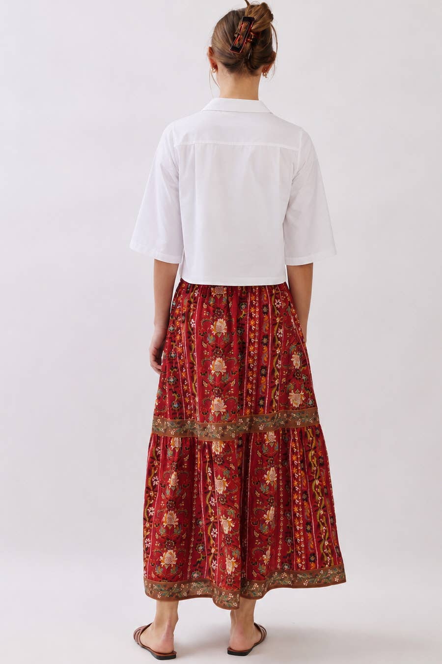 Floral Print Tiered Maxi Skirt