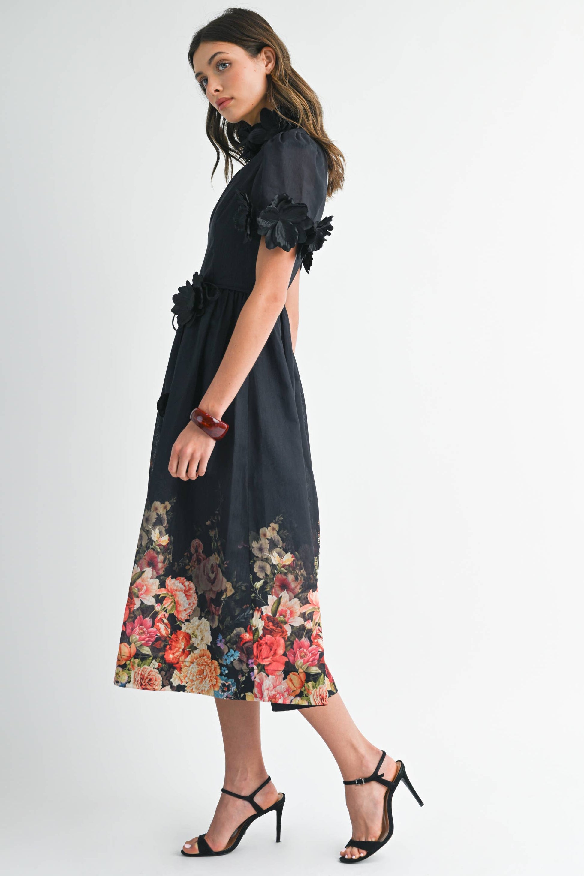 parker midi dress Plus Size Short Sleeve Crepe Mock Neck, Parker Midi Dress in Black, Size 1X,