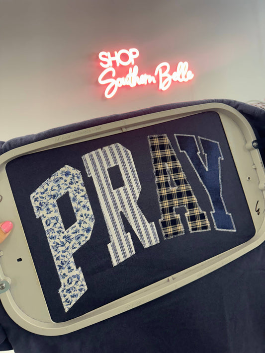 Denim Pray Christian Faith Tee