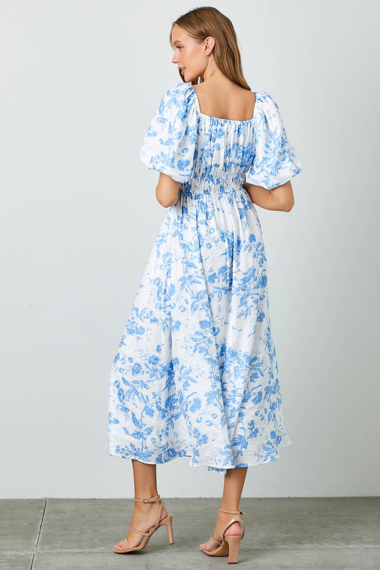 Eloise Floral Textured Print Midi Dress