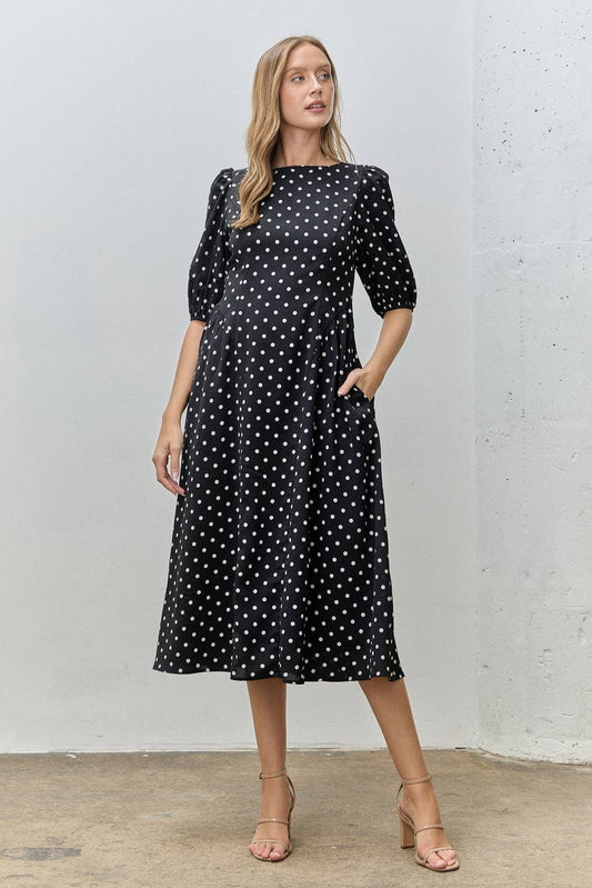 Laila Polkadot Midi dress ￼