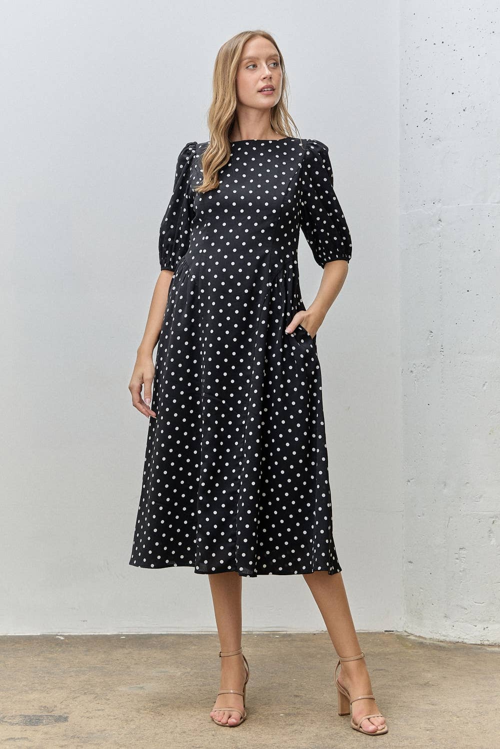 Classic Polka Dot Midi Dress