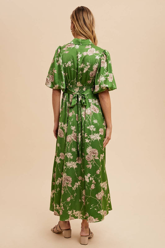 Jade Satin Midi Dress