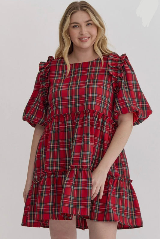 LeeAnn Plaid Midi Dress