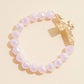Cross Charm Glass Beaded Stretch Bracelet