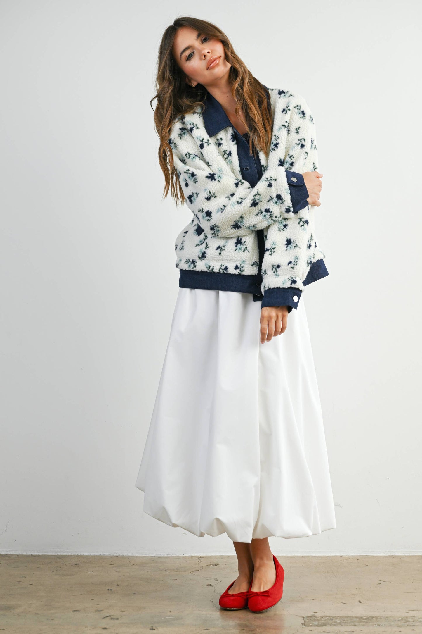 Floral Collared Button-Down Jacket