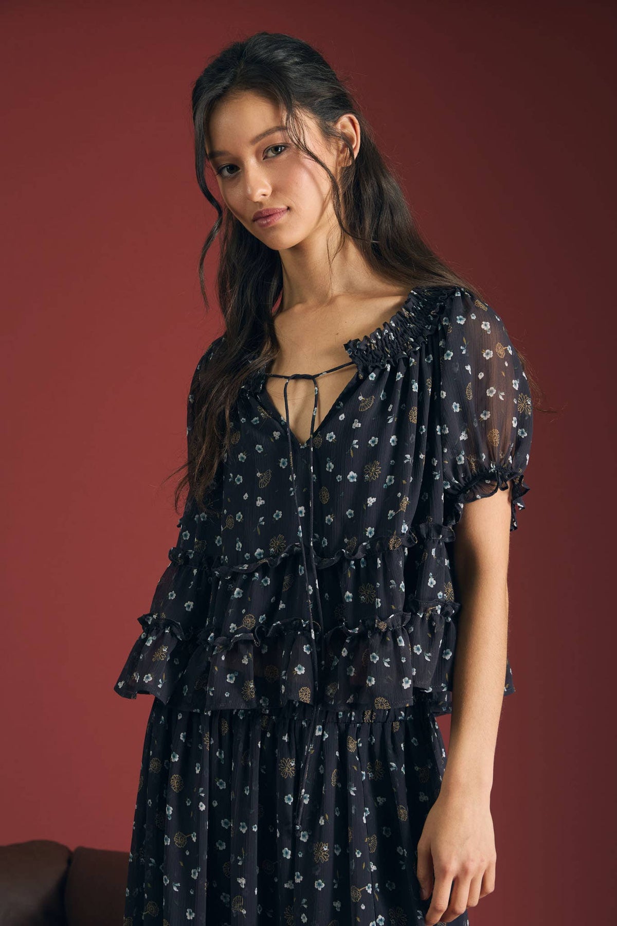 Floral Front Tie Top