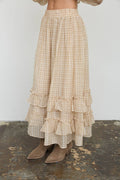 Maddy Plaid Ruffled Midi Skirt