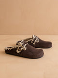 Coffee Tweed Buckle Mule