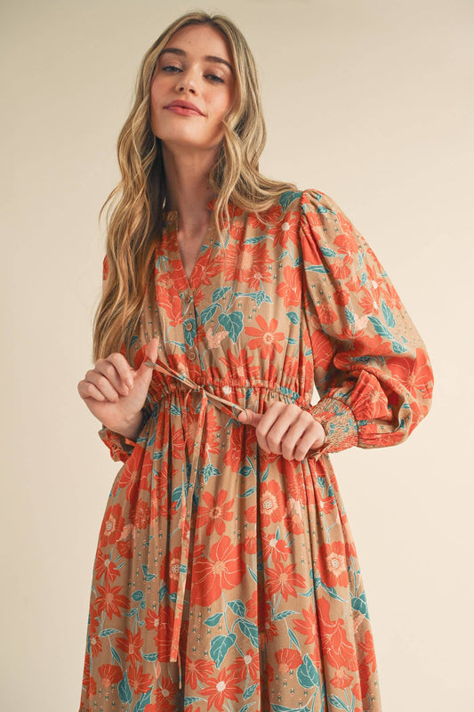 Autumn Paisley Midi Dress