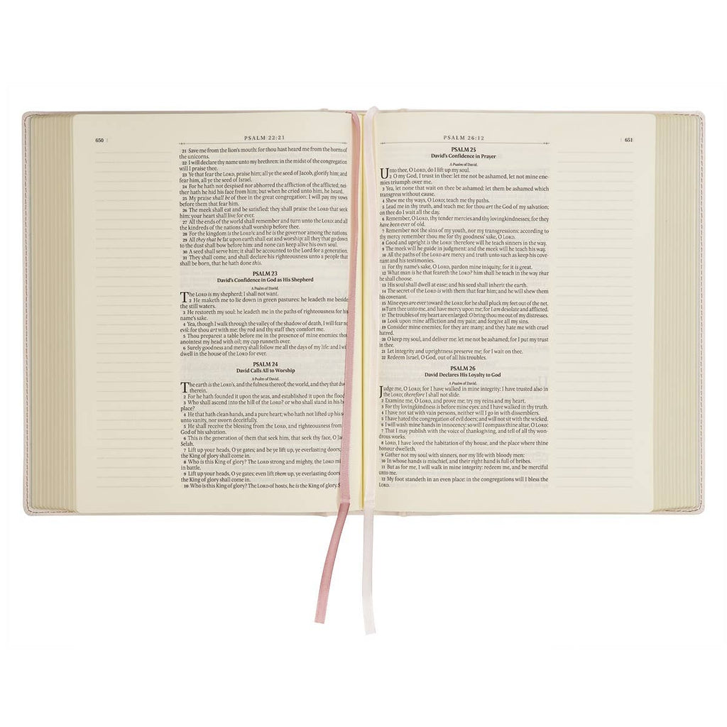 KJV Large Print Note-Taking Bible – White Floral Faux Leather