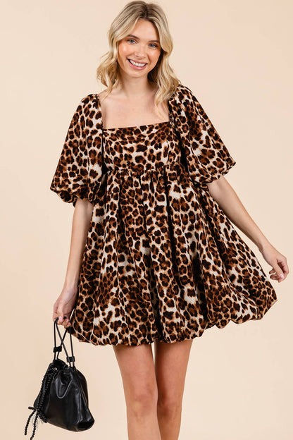 Leopard Bubble Babydoll Dress