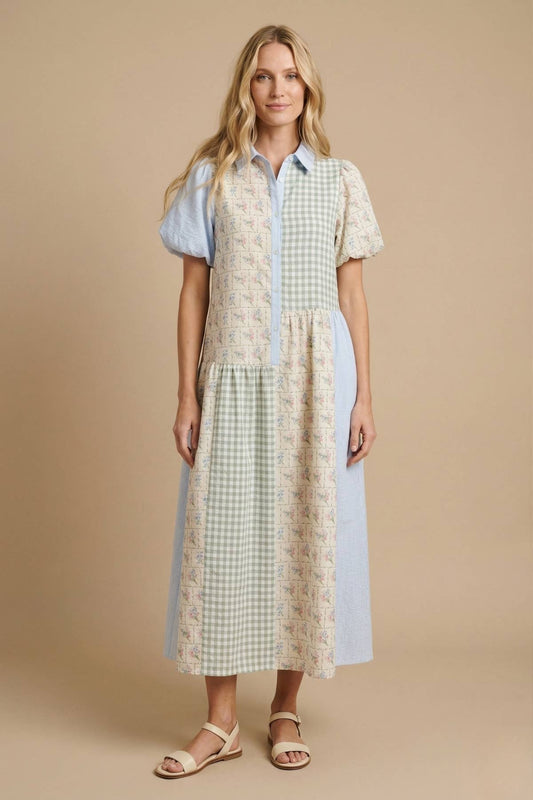 Meadow Patchwork Midi Dress