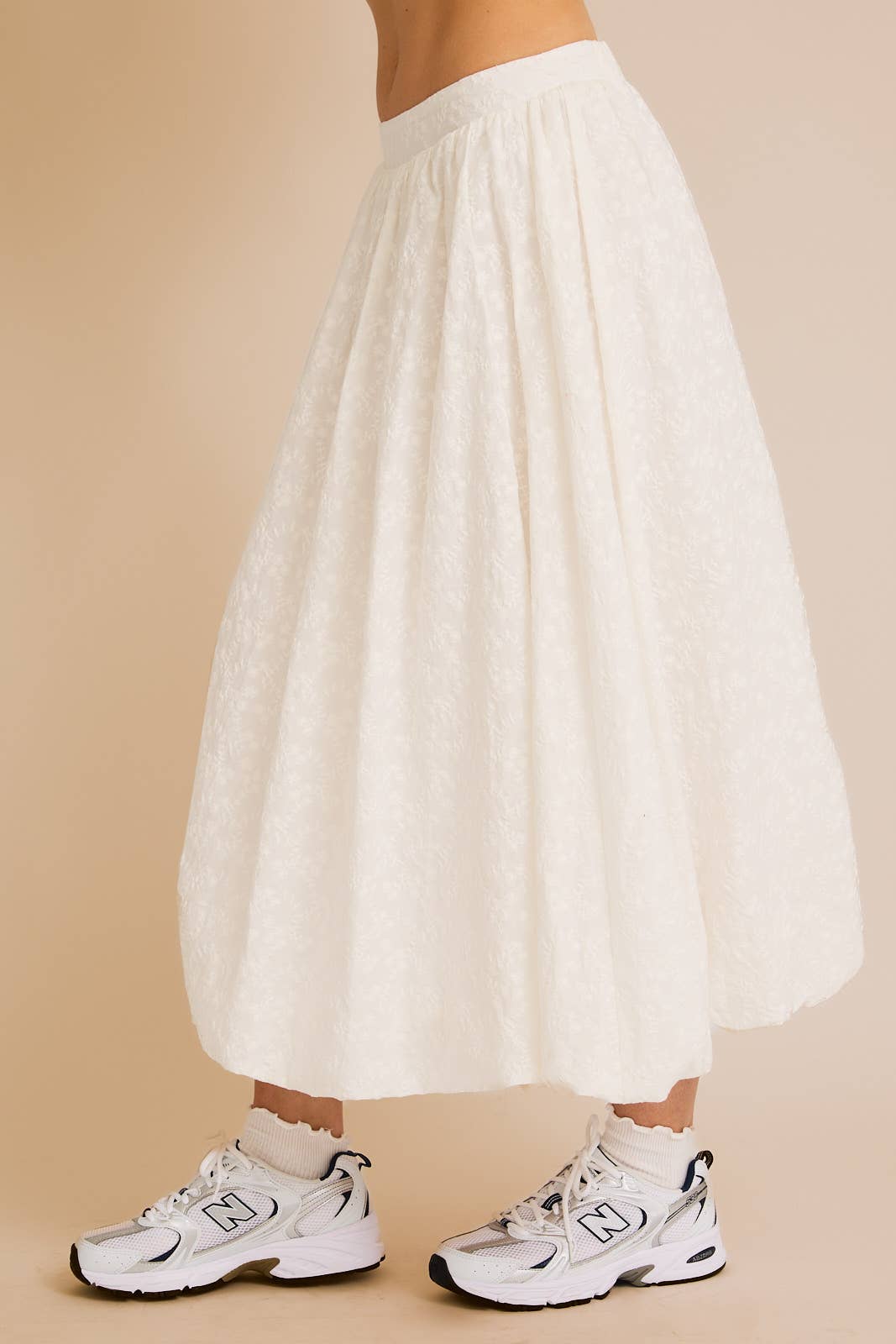 Eyelet Bubble Maxi Skirt