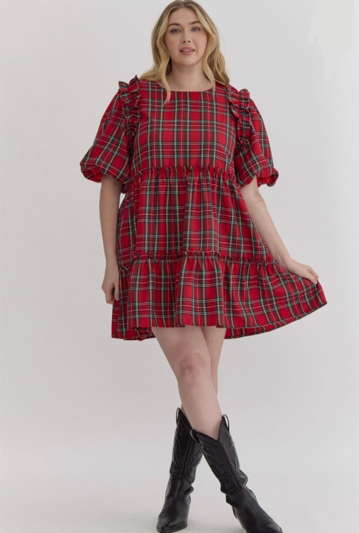 LeeAnn Plaid Midi Dress