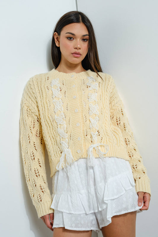 Lemon Meringue Lace Knit Cardigan