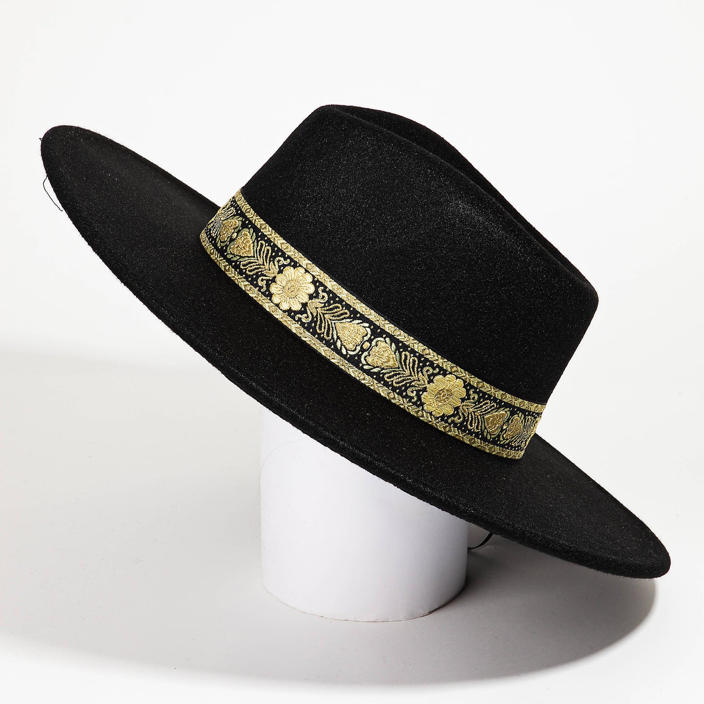 Embroidered Strap Fedora Hat