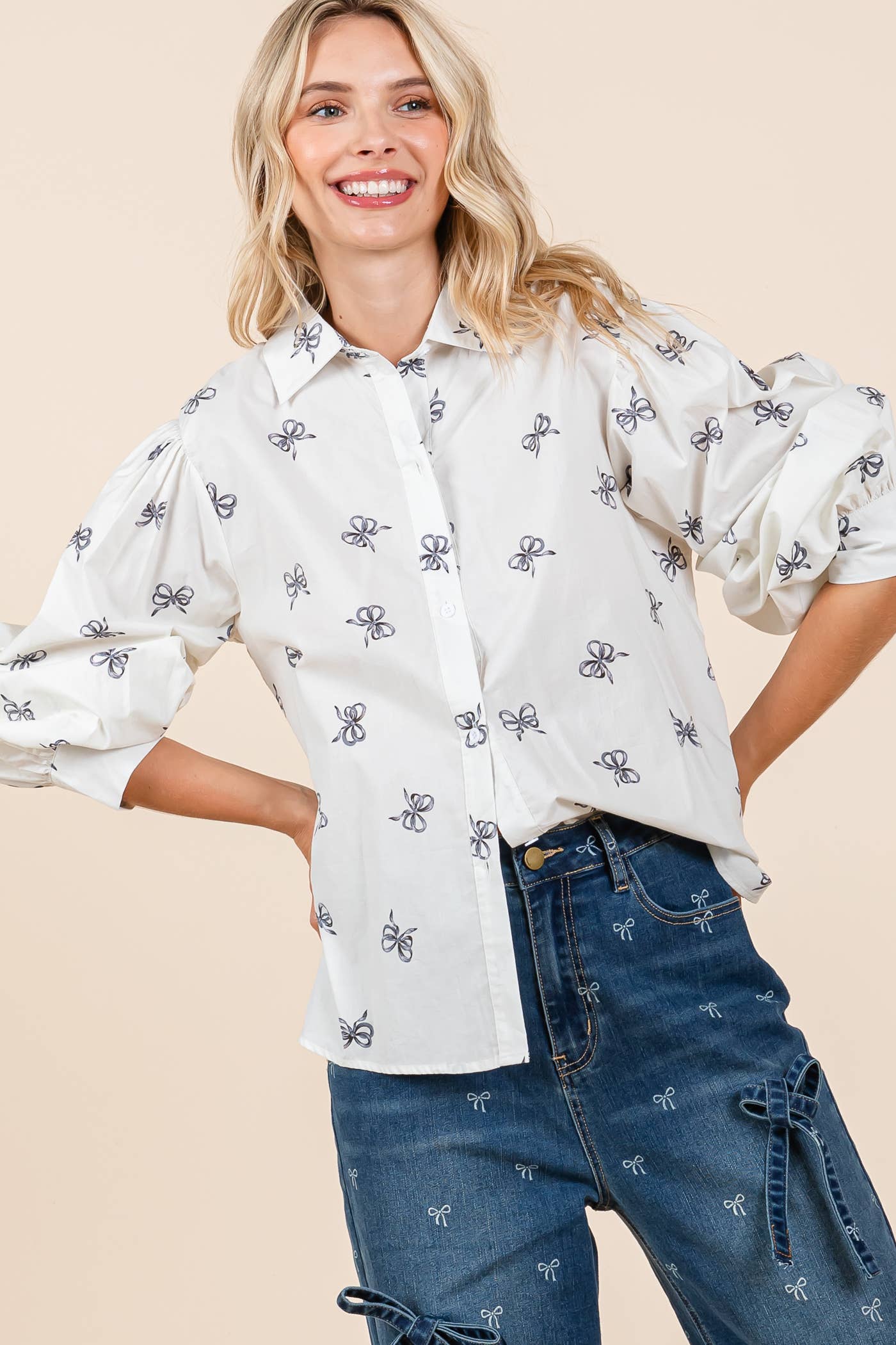 Coquette Bow Print Blouse