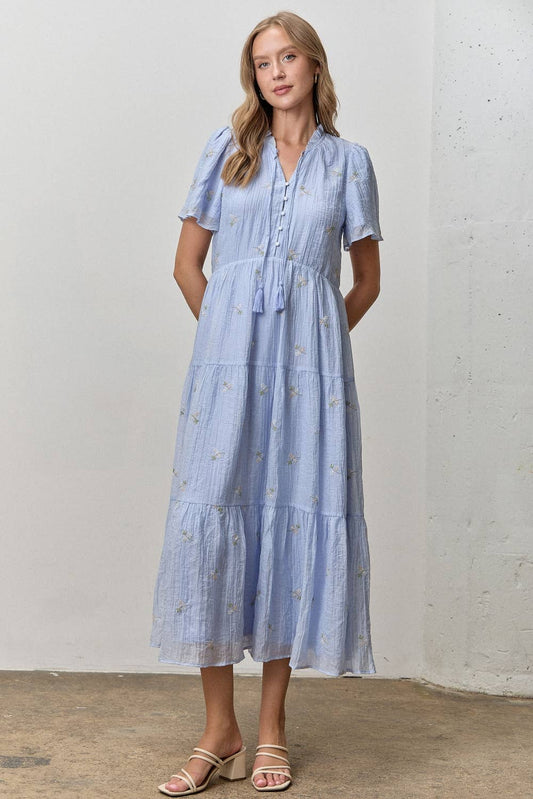 Amber Embroidered Midi Dress