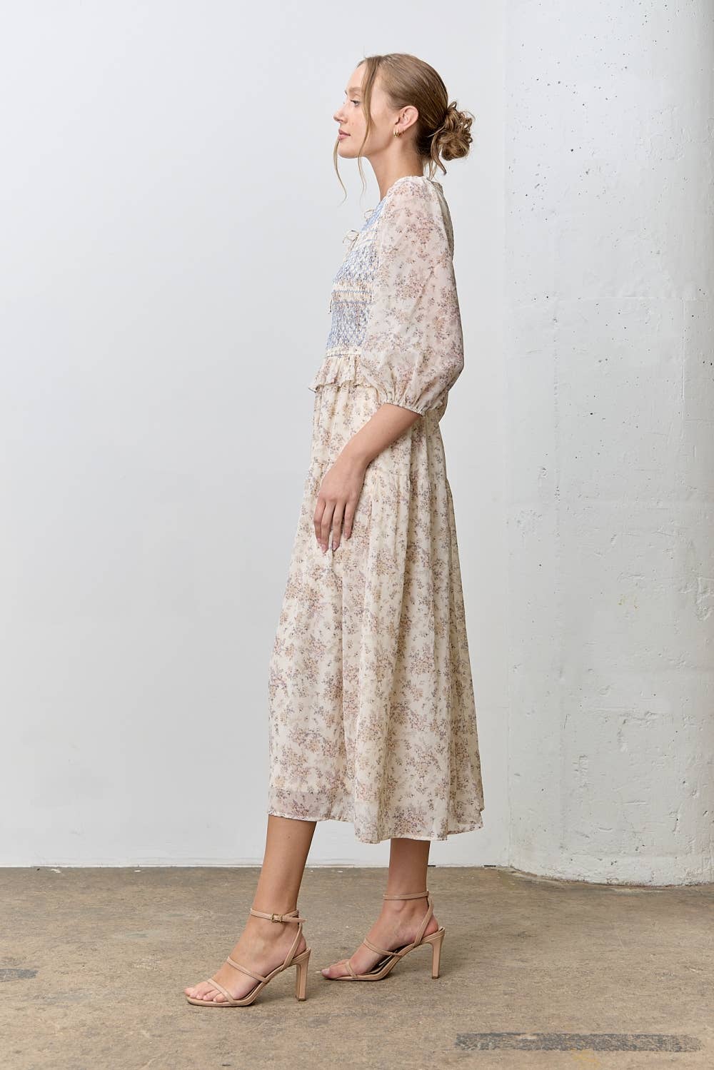 Cream Bloom Maxi Dress