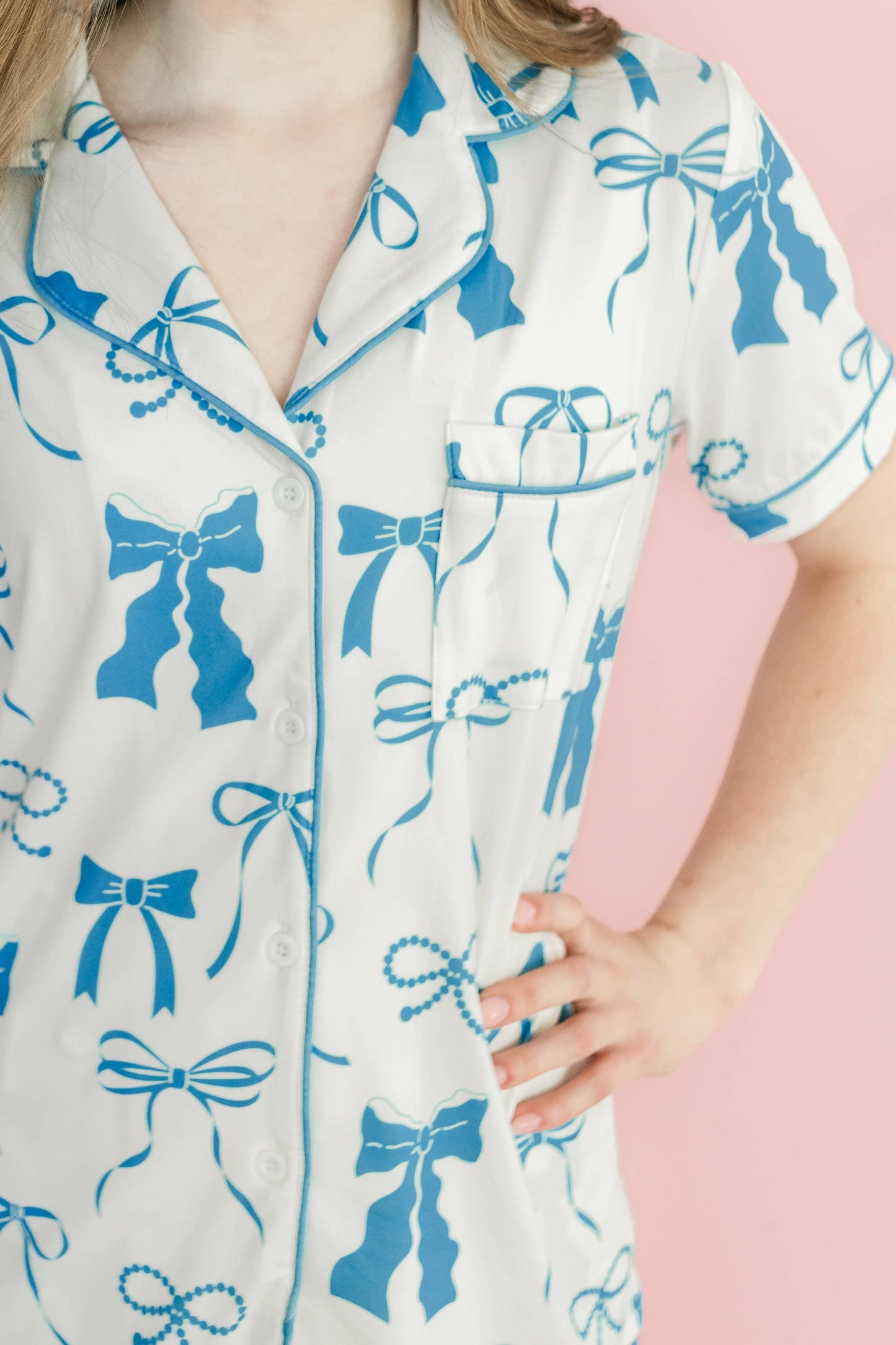 Blue Bow Pajama Set