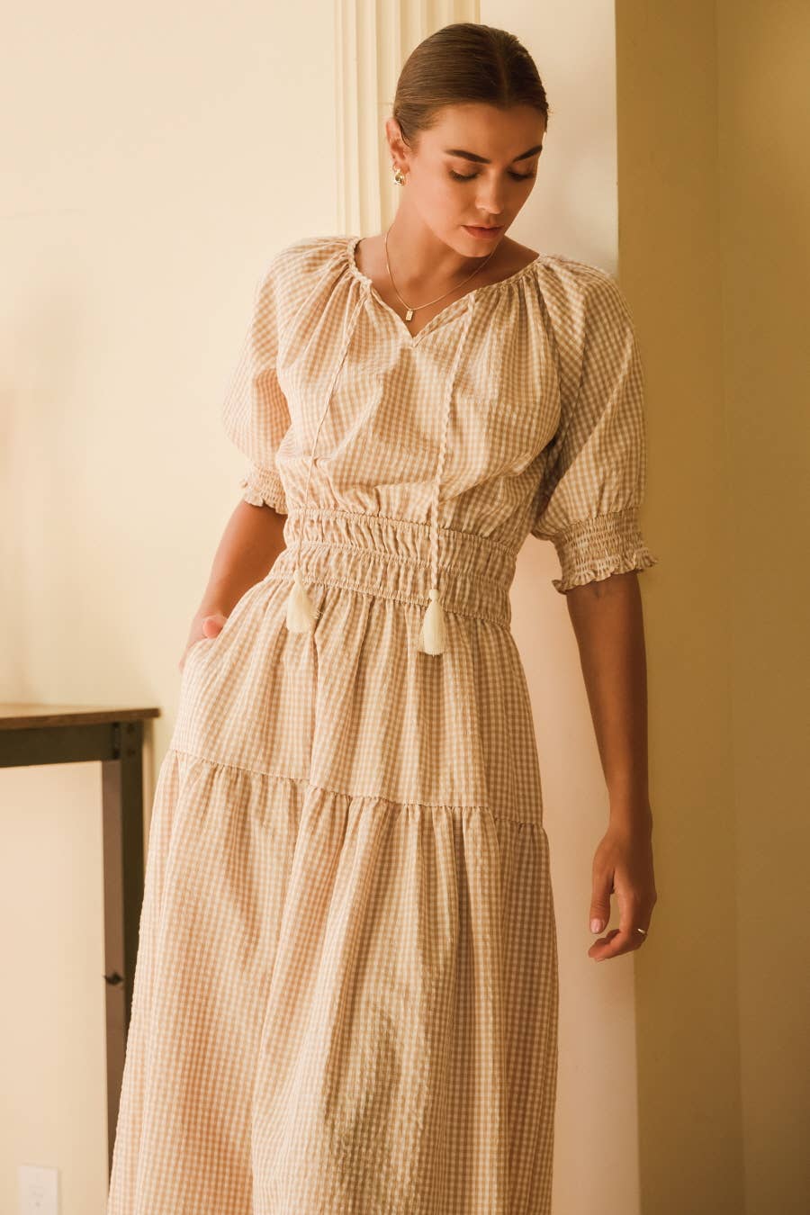 Brigitte Gingham Midi Dress