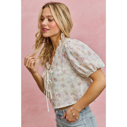 Meadow Bloom Tie Front Top