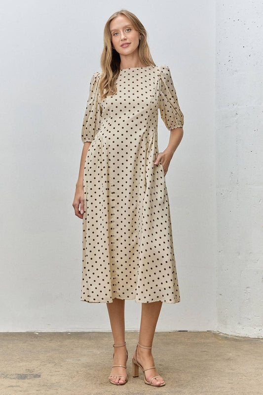 Laila Polkadot Midi dress ￼