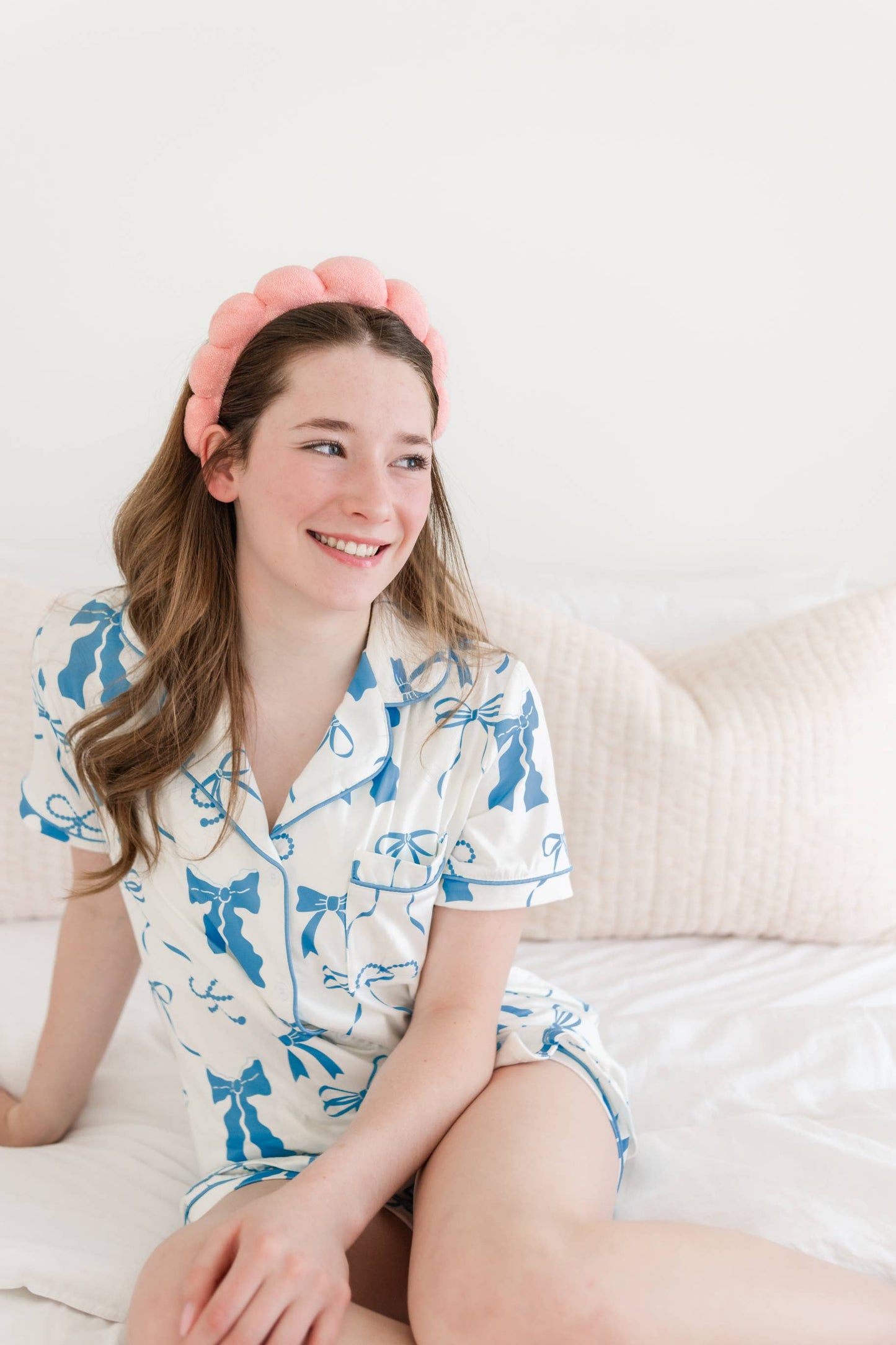 Blue Bow Pajama Set