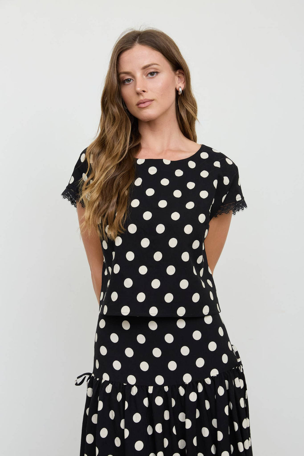 Josephine Polka Dot Short Sleeve Woven Top