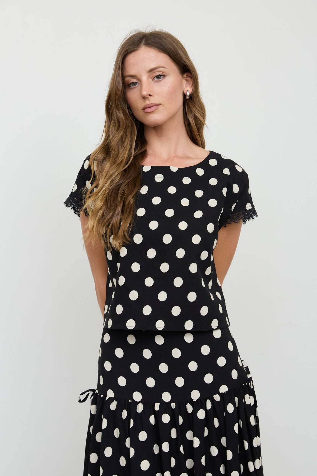 Josephine Polka Dot Short Sleeve Woven Top