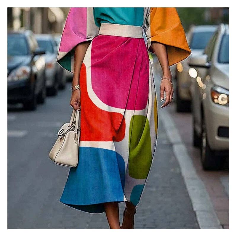 Modern Geometric Maxi Dress